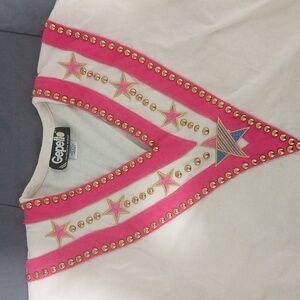 Vintage Top with Pink Embroidery And Gold Accents